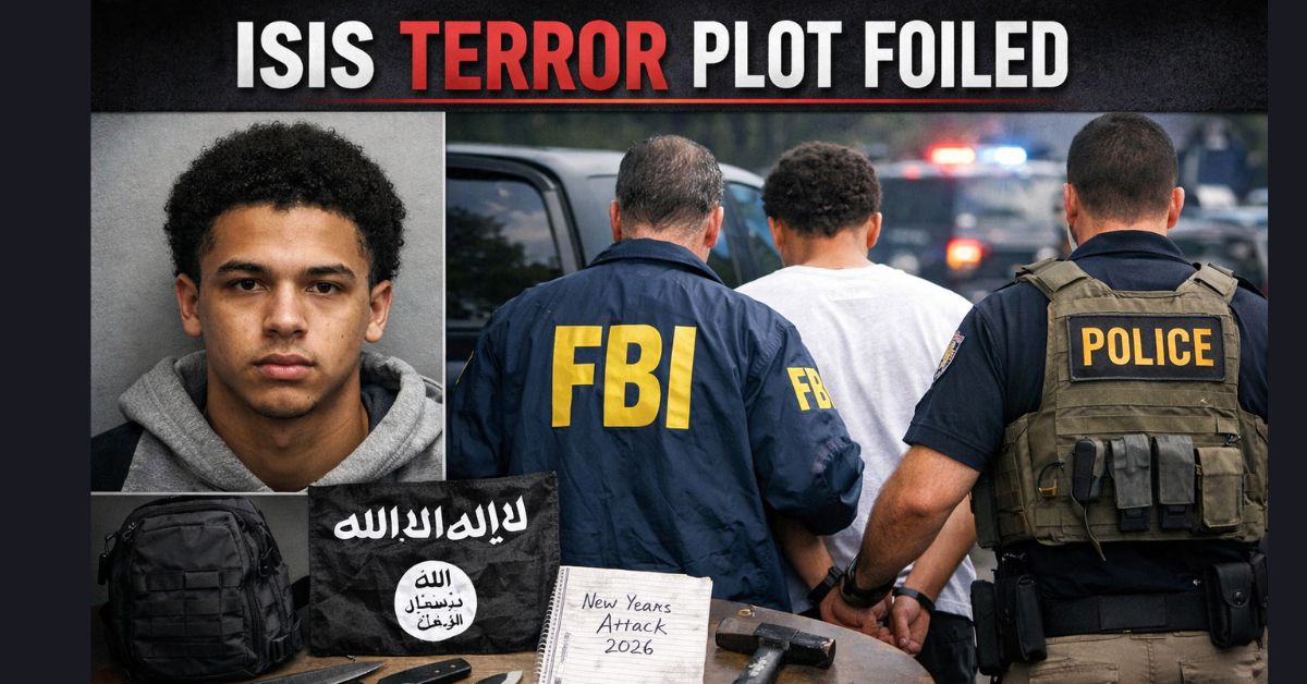 FBI officers escort a suspect in North Carolina as authorities announce a foiled New Year’s Eve terror plot.